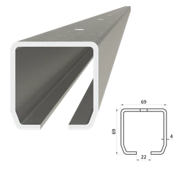 C profil s otvormi, 69 x 69 x 4 mm, pozinkovaný