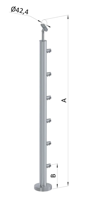 Nerezový stĺp, vrchné kotvenie, 6-radový priechodný - slide 0