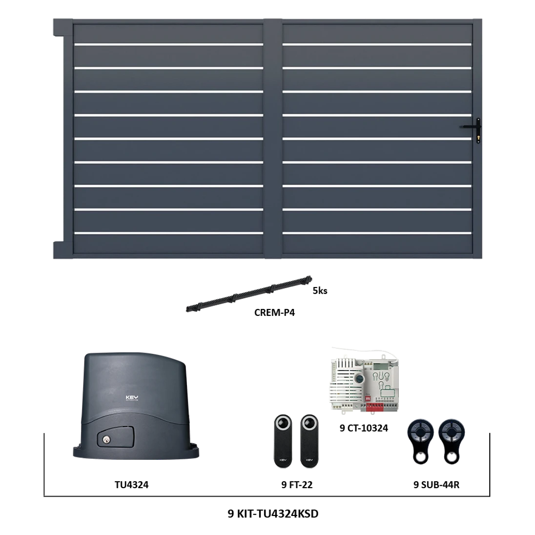 Posuvná hliníková brána 4000 x 1803 mm s pohonom TU4324KSD