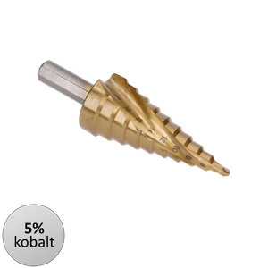 stupňovitý kuželový vrták HSS M35 TiN  4-22, 3 ploché boční úchopy - slide 1