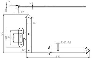 Spodné kovanie 400 x 650 mm s čapom, čierny lak, obojstranný - slide 1