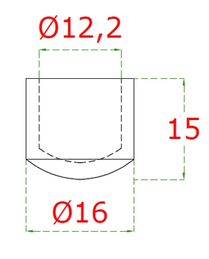 Ukončenie na trubku ø 12 mm, brúsená nerez AISI 304 - slide 1