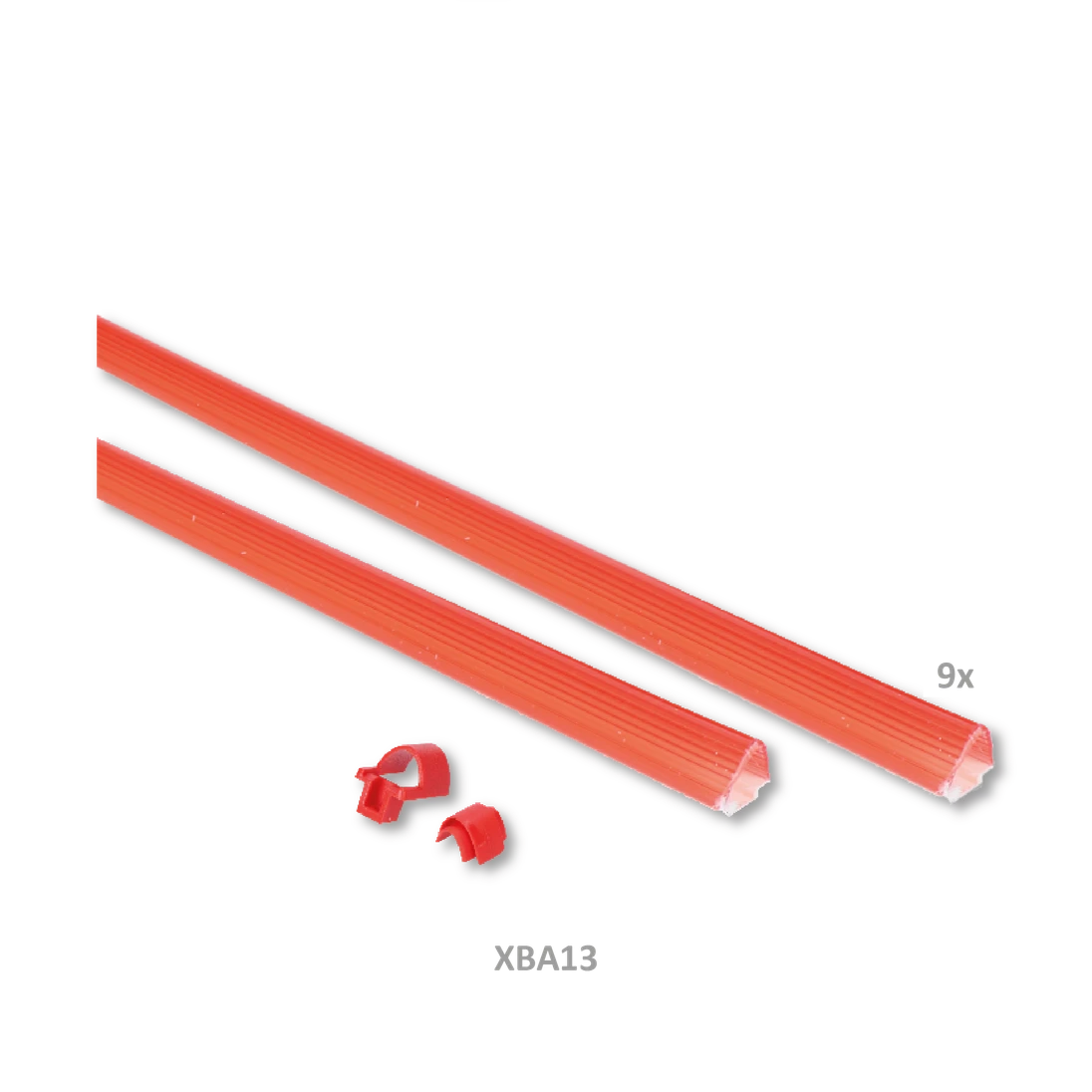 Ochranné gumené lišty 9 ks x 1m  pre rameno XBA.., červené