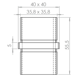 Spojka napájecí na tyč 40 x 40, broušená nerez AISI 304 - slide 3