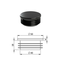 Vnútorná krytka guľatá ø 50 mm, plastová, čierna