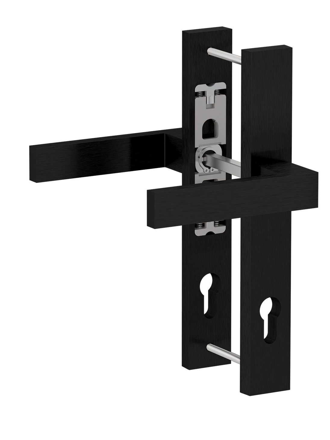 Hliníková sada se štítem klika/klika, černý broušený elox