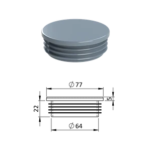 Vnútorná krytka guľatá ø 77 mm, plastová, sivá - slide 0