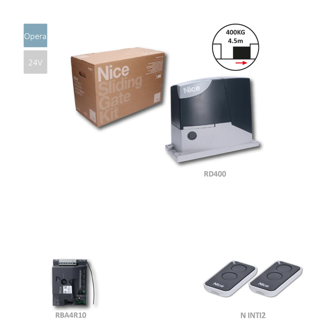 ROAD400KIT sada pohonu pro posuvné brány do 4,5 m/400 kg