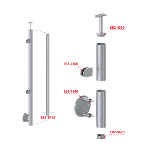 Nerezový stĺp, bočné kotvenie, výplň: sklo, ľavý - slide 2