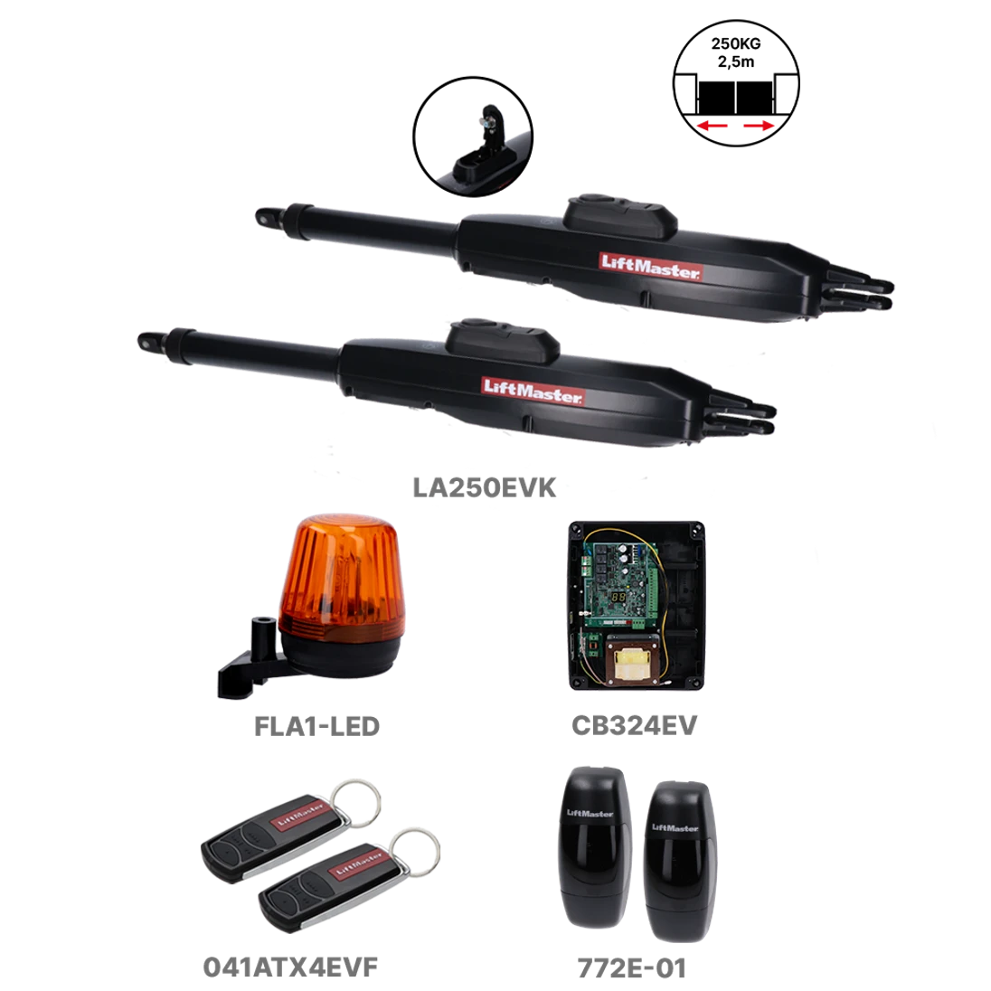 LiftMaster sada pre dvojkrídlovú bránu do 2,5 m/krídlo