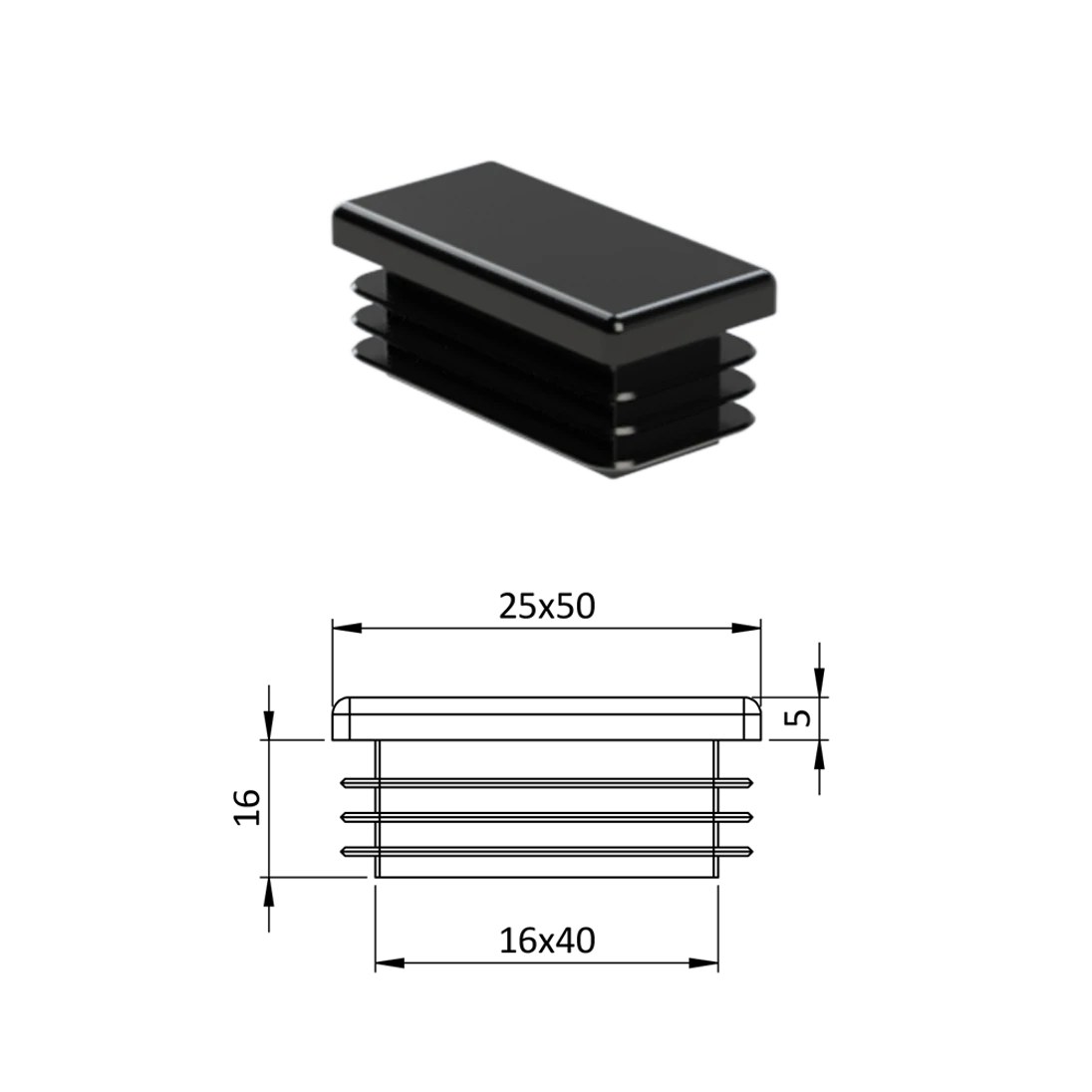 Krytka plastová 25 x 50 mm