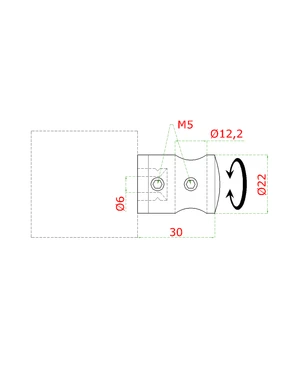 Držák tyče ø 12 mm, plochý, broušená nerez AISI 304 - slide 1