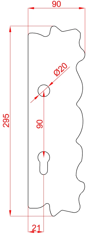 DOPREDAJ štít 295 x 90 x 4 mm, rozteč 90 mm, pravý - slide 1