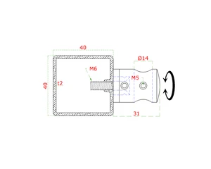Držák tyče ø 14 mm, plochý, broušená nerez AISI 304 - slide 1