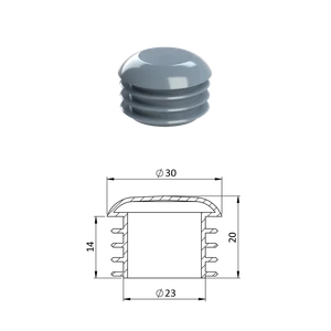 Vnútorná krytka guľatá ø 30 mm, plastová, sivá - slide 0