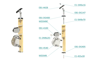 Drevený stĺp, bočné kotvenie, výplň: sklo, ľavý - slide 2