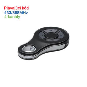 Vysílač 4-kanálový, 433/868MHz, plovoucí kód, černý - slide 0
