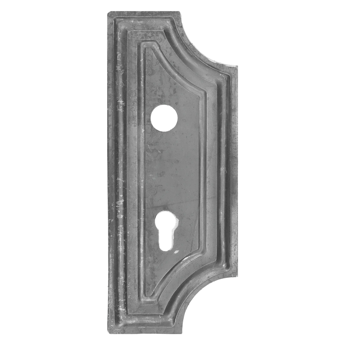 DOPRODEJ! Štítek s otvory na dveře-kovaný 280x112x3mm, rozteč 90mm, díra ø22 mm, pravý