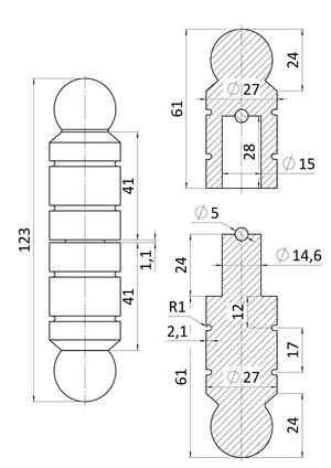 Závěs ozdobný 122x24mm s kuličkou - slide 1