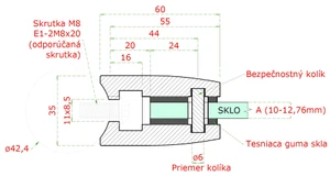 DOPRODEJ! Svorka skla s podložkou na trubku ø42.4mm, AISI304 - slide 2