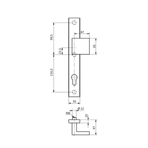 Hliníkový set so štítom kľučka/guľa, čierny brúsený elox - slide 2