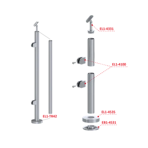 Nerezový sloup, vrchní kotvení, výplň: sklo, levý - slide 2