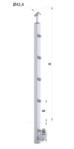 Nerezový stĺp, bočné kotvenie, 4-radový priechodný, vnútorný