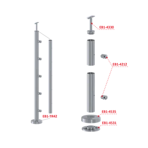 Nerezový sloup, vrchní kotvení, 5řadový průchozí - slide 2