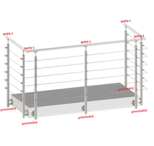 Nerezový sloup, boční kotvení, 6řadový průchozí - slide 1