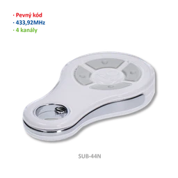 Vysílač 4kanálový, 433MHz, pevný kód, bílý