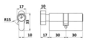 Cylindrická vložka EURO 30/30 mm s guľkou, niklová, 3 kľúče - slide 1