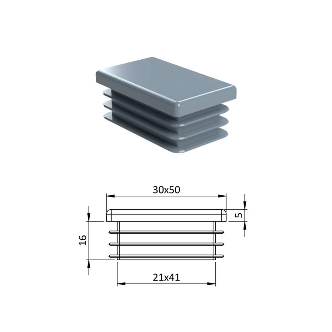 Krytka plastová 30 x 50 mm