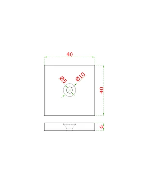 Podložka spodná 40 x 40 x 6 mm, brúsená nerez AISI 304 - slide 1