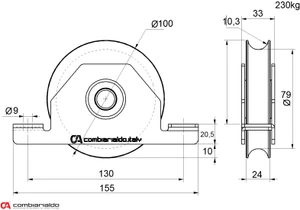 Vodiace koliesko ø 100 mm pre zapustenie, nosnosť 230 kg - slide 1