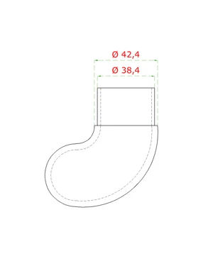 Ukončenie - koleno na trubku ø 42,4 mm, brúsená AISI 304 - slide 1