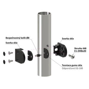 Svorka na sklo 6 - 10,76 mm, brúsená AISI 304, čierna - slide 3