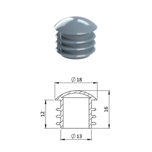 Vnútorná krytka guľatá ø 18 mm, plastová, sivá - slide 0