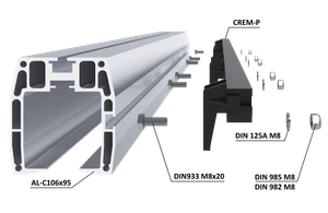 Samonos do 350 kg/6,5 m, profil 95 x 106  mm, hliník - slide 3