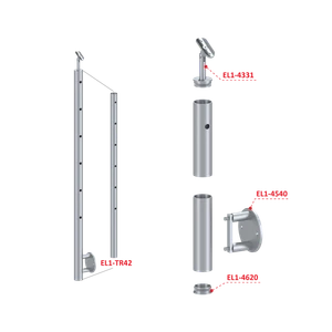 Nerezový sloup, boční kotvení, 6děrový koncový, pravý - slide 3