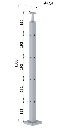 Nerezový stĺp, vrchné kotvenie, 4-dierový rohový
