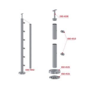 Nerezový stĺp, vrchné kotvenie, 6-radový priechodný - slide 2