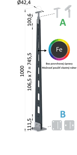 Kombinovaný Fe vypalovaný sloup, vrchní kotvení, 8-děrový