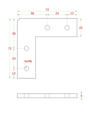 Hliníková spojka, rohová, povrchově broušená - slide 1