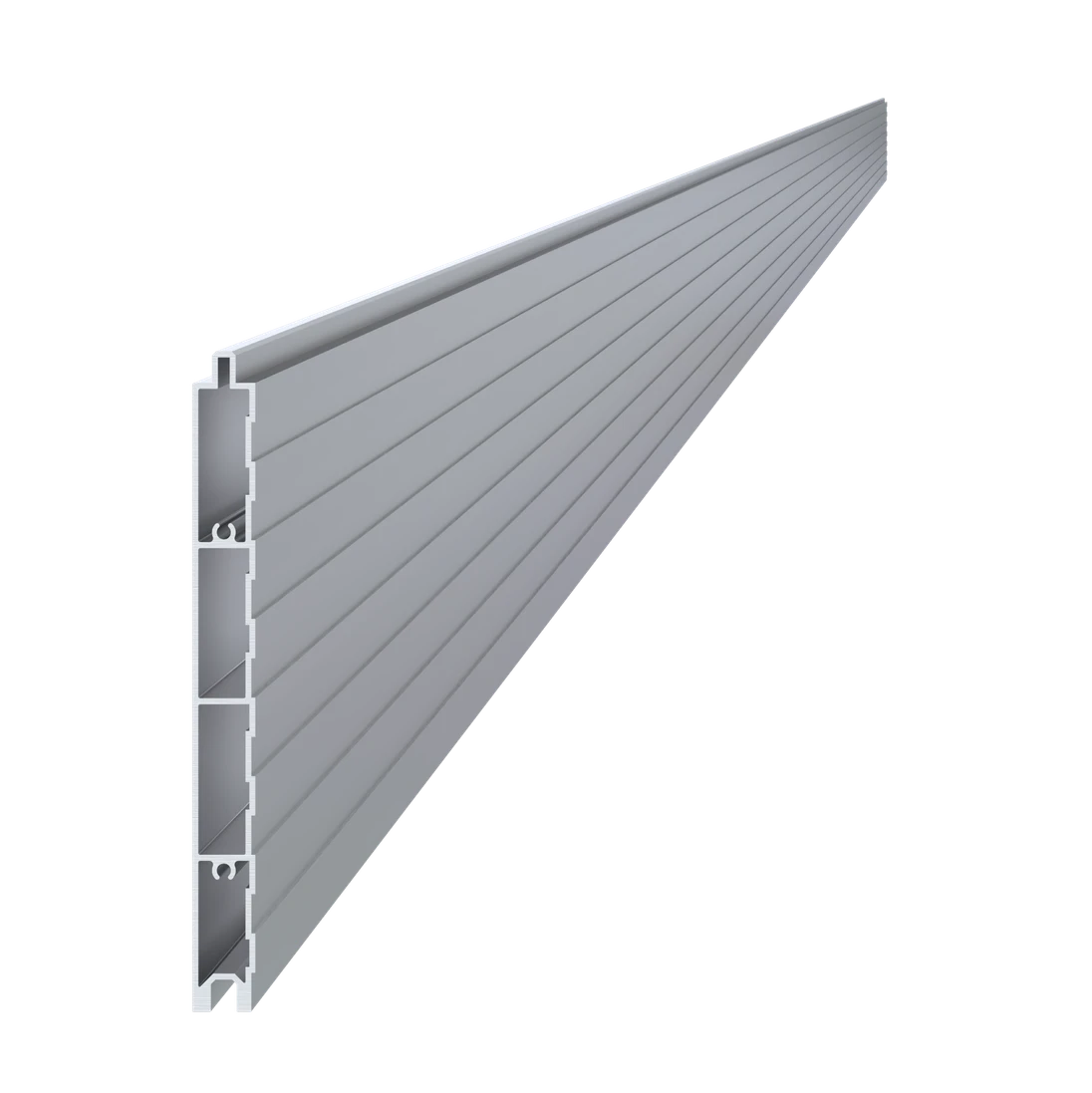Poškodený Al profil 160 x 16 x 6000 mm, bez povrchovej úpravy