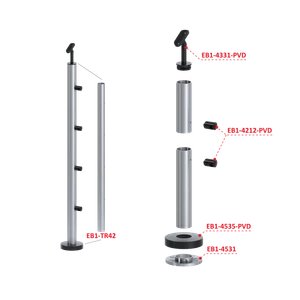 Nerezový sloup, vrchné kotvenie, 4radový průchozí - slide 1