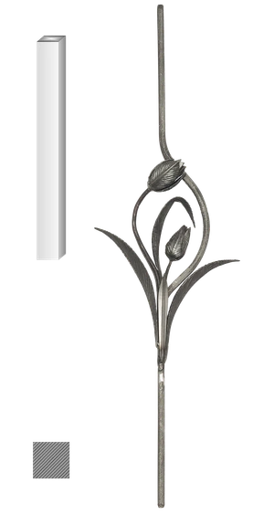 Tyč 12 x 12 mm, 950 x 250 mm s tulipánom - slide 0