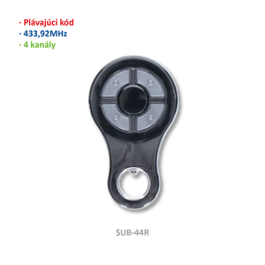 Vysílač 4kanálový, 433MHz, plovoucí kód, černý - slide 1