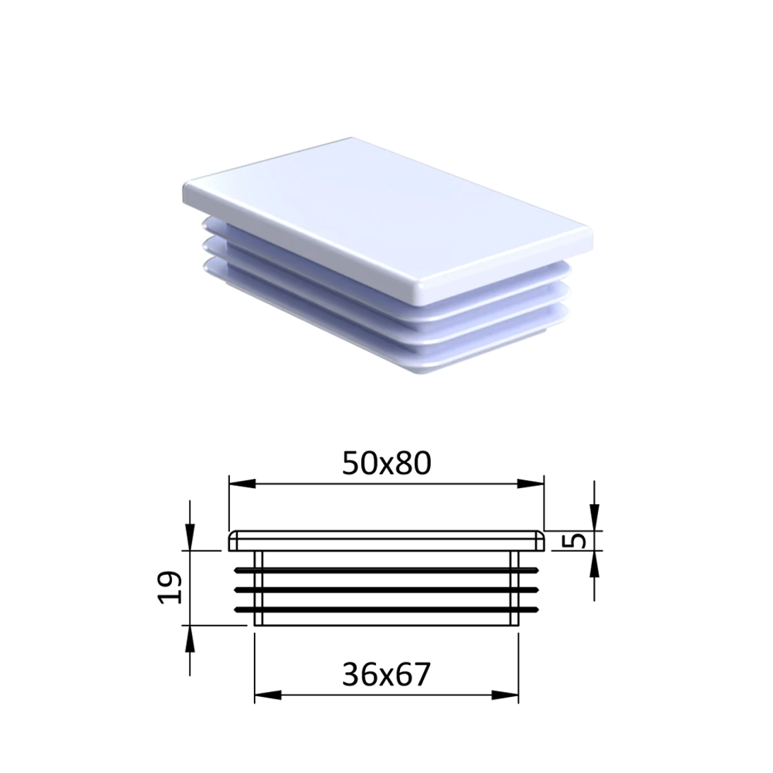 Krytka plastová 50 x 80 mm