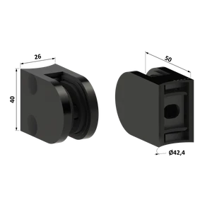 Svorka skla na trubku ø 42,4 mm, AISI 304, PVD - čierna - slide 2