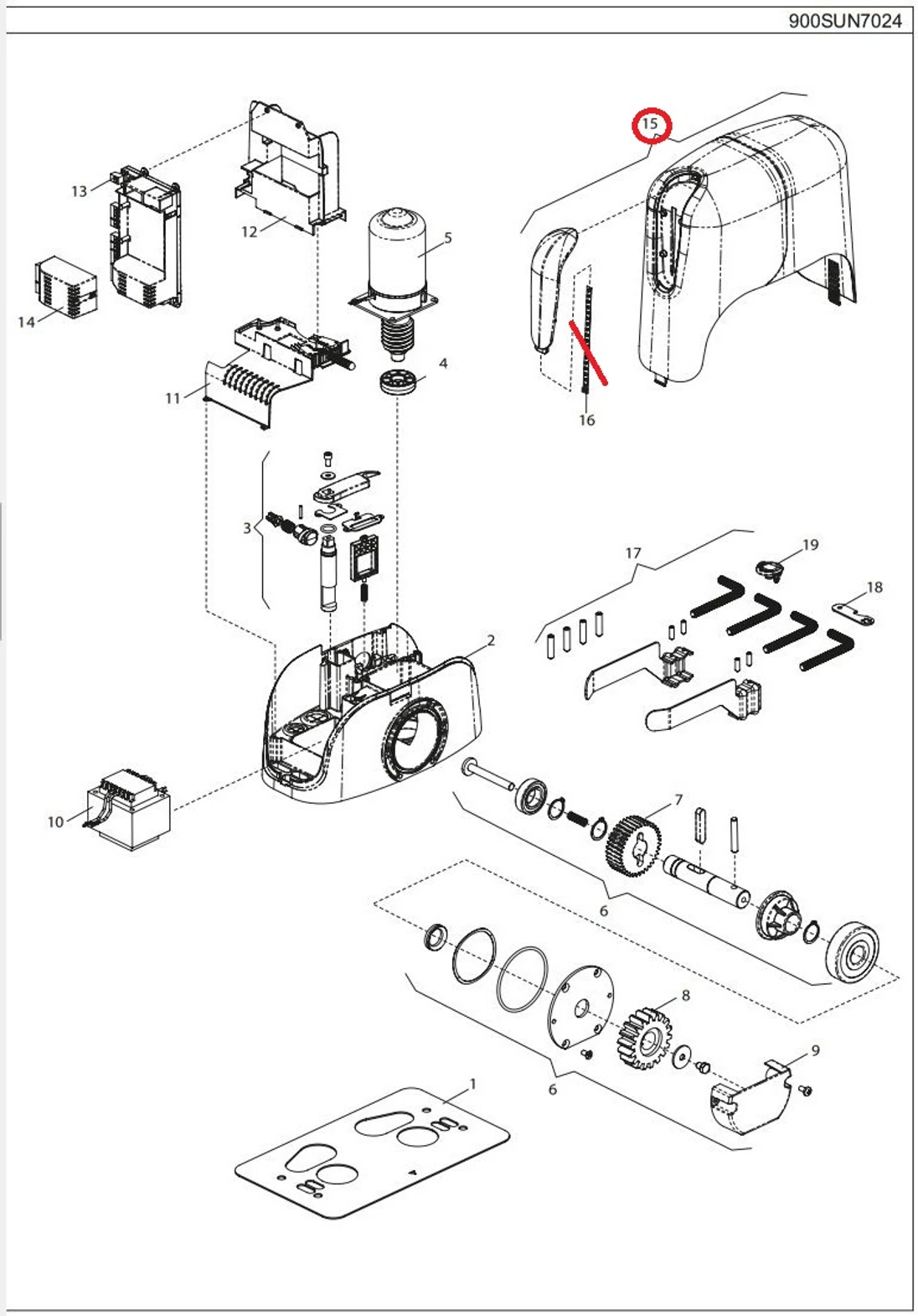 999COPE002A00 Kryt plastový, šedý bez led světla pro SUN 4224/7224